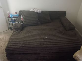 Large Brown Corduroy Sofa bed with 2 end table