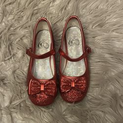 Girls Sparkly Red Bow heel Shoes size 1