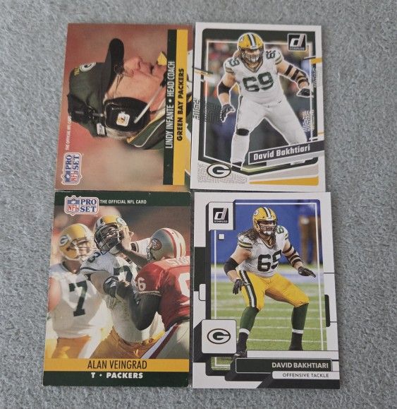 Lot of 4 Green Bay Packers Offensive Line and HC NFL Football Cards