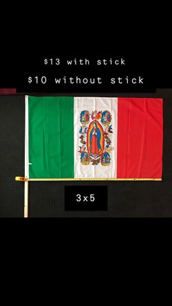 Mexican Flag with Virgin Mary 3’x5’