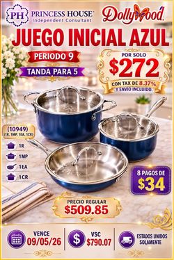 Juego azul de cacerolas princess house