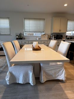 Expandable White Dining with Chairs