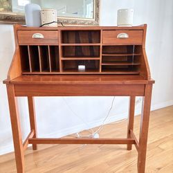 Wooden Secretary Desk with Hutch and Storage