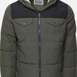 Levi's Men's Front Zip Faux Shearling Lined Trucker Puffer Jacket