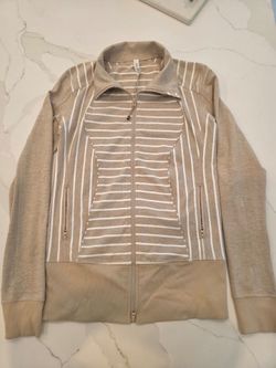 Lululemon Womens Define Jacket Striped Beige/White Jacket Size 10
