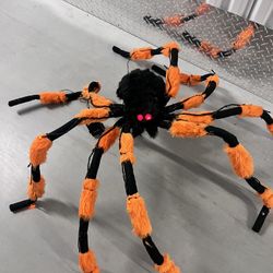 18 in. H x 48 in. W Black Spider with LED Flashing Eyes Halloween Decoration