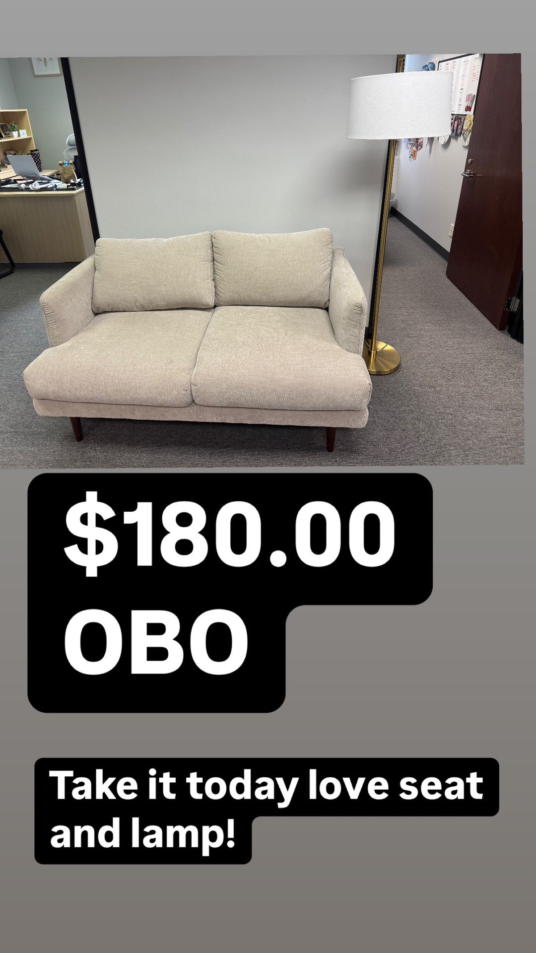 White Love Seat And Lamp