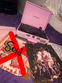 Crosley Pink Portable Vinyl Record Player with Melanie Martinez Vinyl Collection