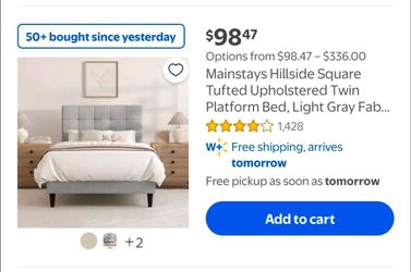 Mainstays Hillside Square Tufted Twin Platform Bed