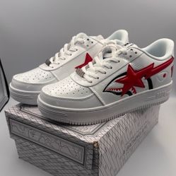 A Bathing Ape Bape Sta Low 'White Shark Face' Sneakers Size [9,10,11]