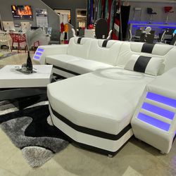 Modern leather sectional With Led Lights Available In Color Grey $3299