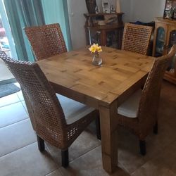 Rattan Chairs And Bamboo Table