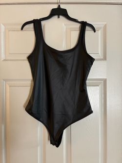 Black Faux Leather Sleeveless Bodysuit