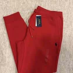 Brand New With Tags Men's Ralph Lauren Polo Double-Knit Red Black Jogger Pants Men’s Size Large L