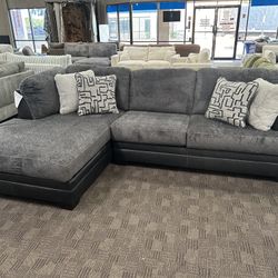 Grey Leather Sectional Sofa 