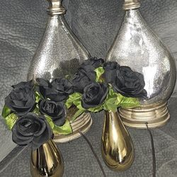 Black And Gold Lamps And Vases