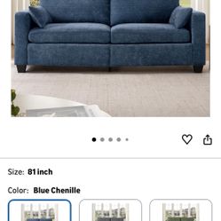 Loveseat Sofa for Living Room, Removable Cover, Spring Cushions, Solid Wood Frame, Wide Armrest, Chenille Fabric Recliner Couches for Small Space (Blu
