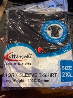 Lot of 5 Black 2XL Heavy Weight Short Sleeve Crew 100% Cotton