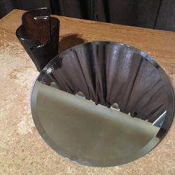 PartyLite P90275 Mirrored Candle Tray 11" & Sabor Isleno Vovite Candleholder Vase 5"