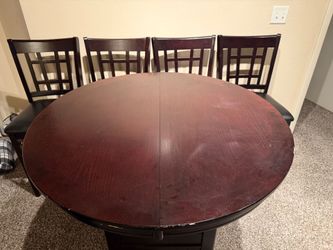 Round Wood Dining Table with 4 Chairs