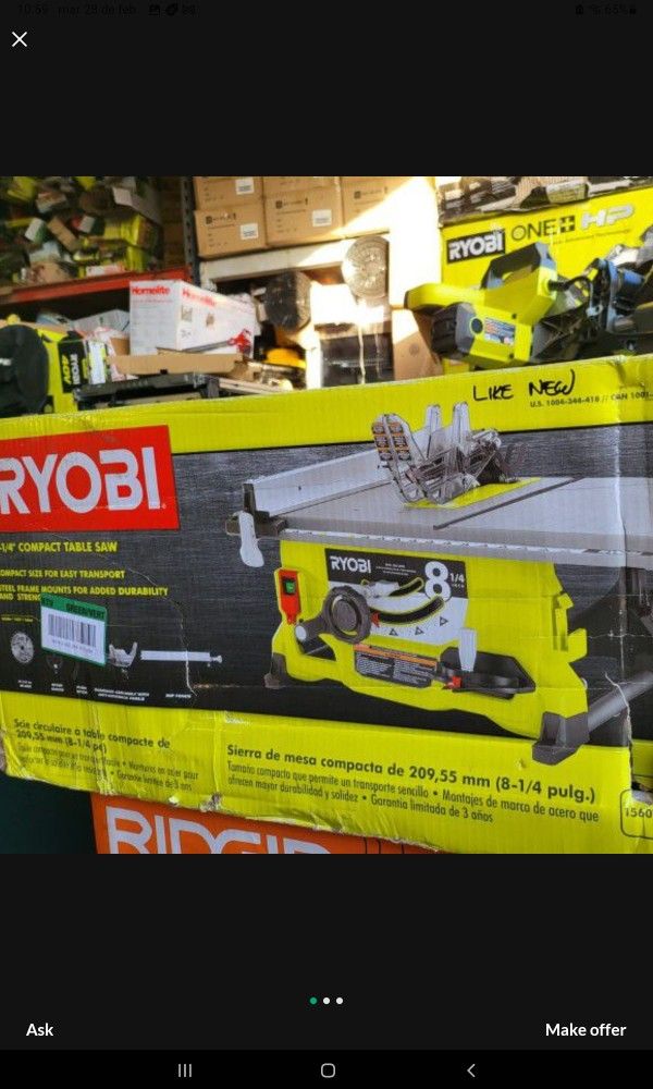 RYOBI 81/4" TABLE SAW CORDED 110 FIRM PRICE for Sale in San