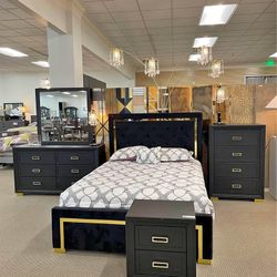 NEW 🌊$10 Down Payment Finance 🦋Pepe 5 Piece Queen Size Bedroom Set