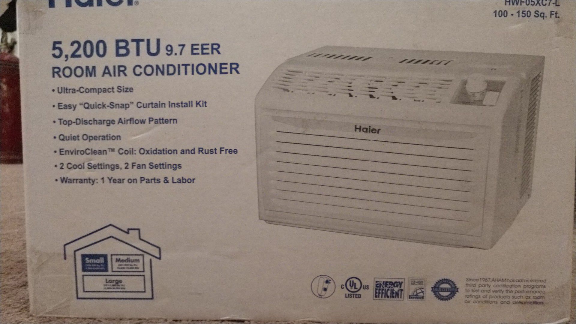 Brand new window air conditioner. Normally $135. Box is open but it didn't fit my window.