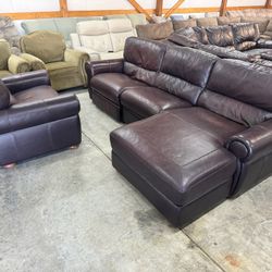 Leather Reclining Sectional Couch Set (WE DELIVER)