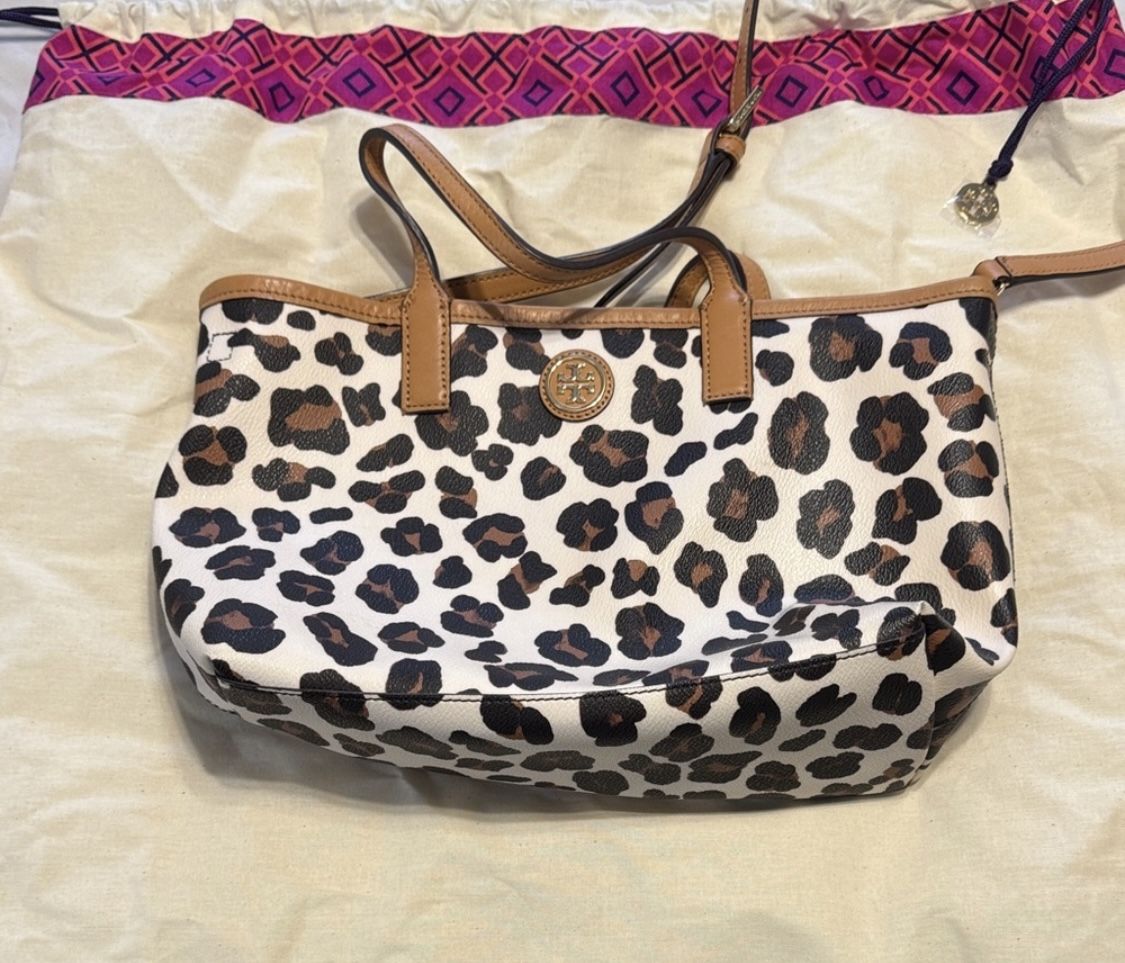 Tory Burch Leopard Cheetah Print Medium Tote Bag