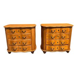 Vintage Pair of Solid Wood Four-Drawer Nightstands/Bachelors Chests from Furniture Classics