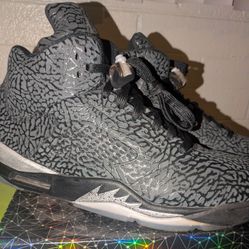 AIR JORDAN “3LAB5 RETRO” ELEPHANT PRINT BLACK/METALLIC-SILVER MENS