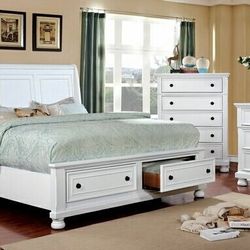 Brand New White 6pc King Size Storage Bedroom Set 