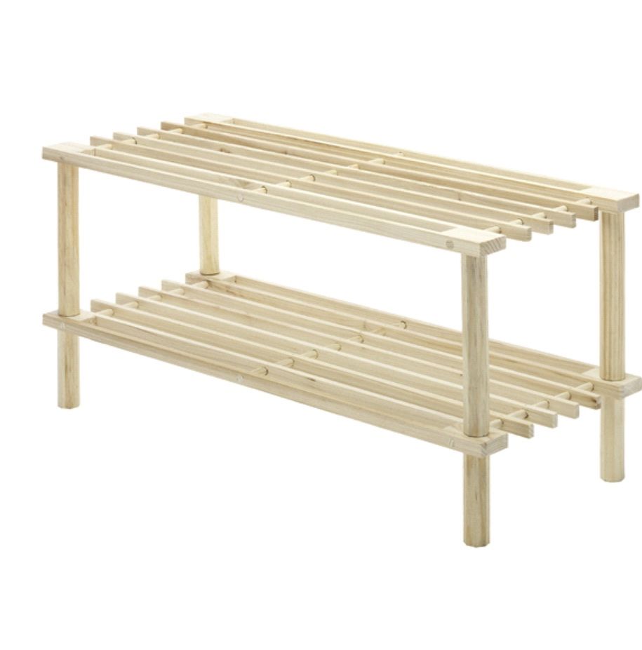 Two-Tier Wooden Shoe Rack