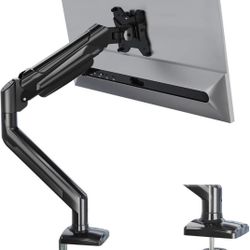 Single Monitor Desk Mount, 13 to 34 Inch Gas Spring Monitor Arm, Adjustable Stand, VESA Mount with Clamp and Grommet Base, Fits 6.6 to 19.8lbs LCD Com