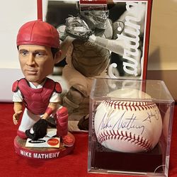 Mike Matheny Autograph Baseball & Bobblehead !