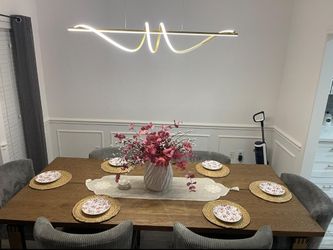 Modern gold 39" hanging LED lighting fixture (chandelier) - Remote control included