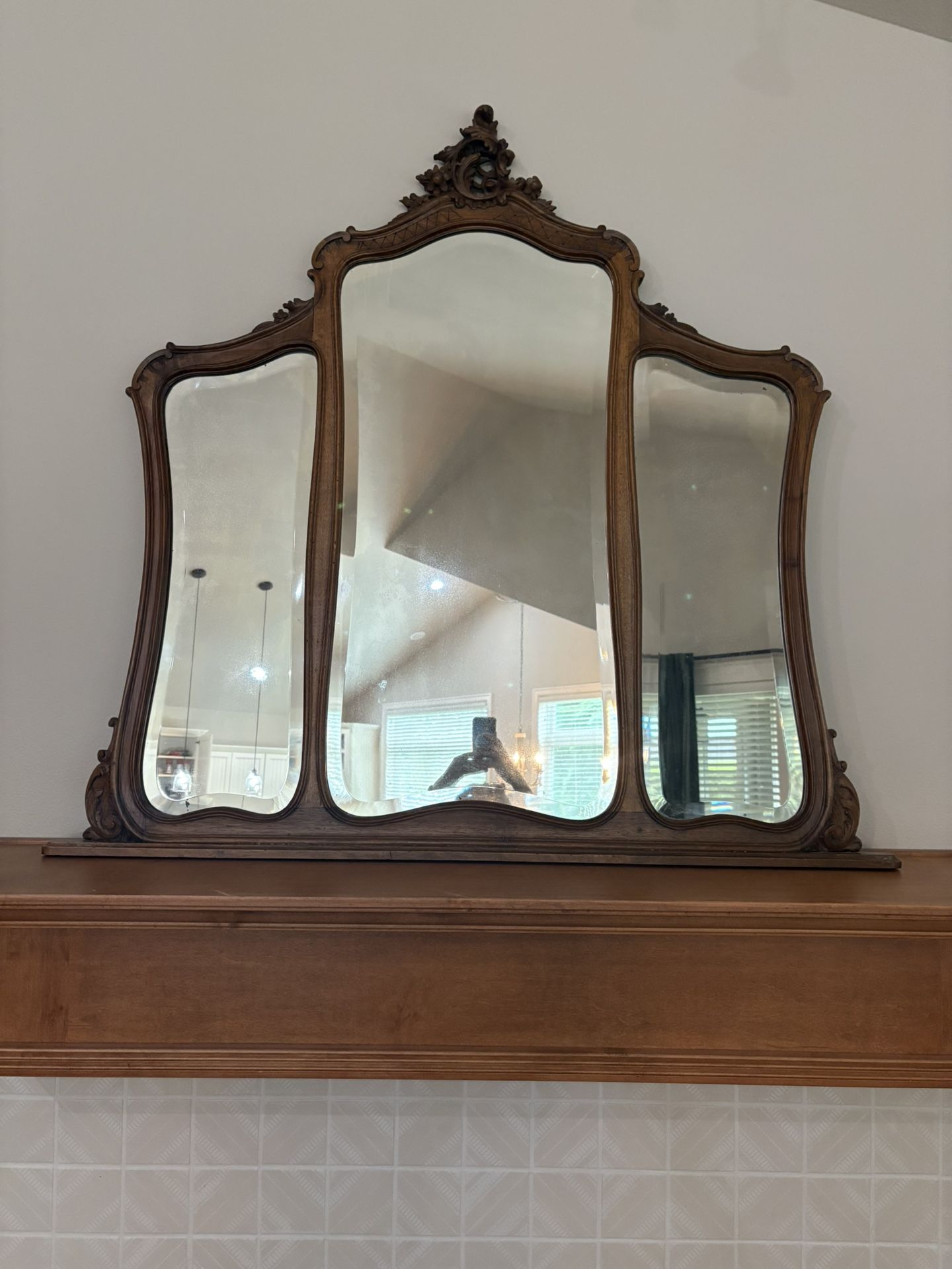 Large 3 Panel Vintage Mirror
