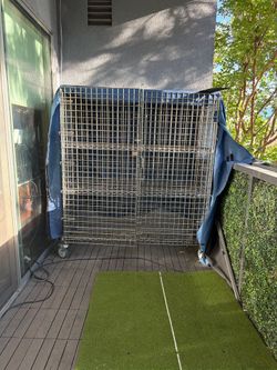 ULINE Security Cart  72 x 24 x 69" Stainless NSF Cage storage with hook lock