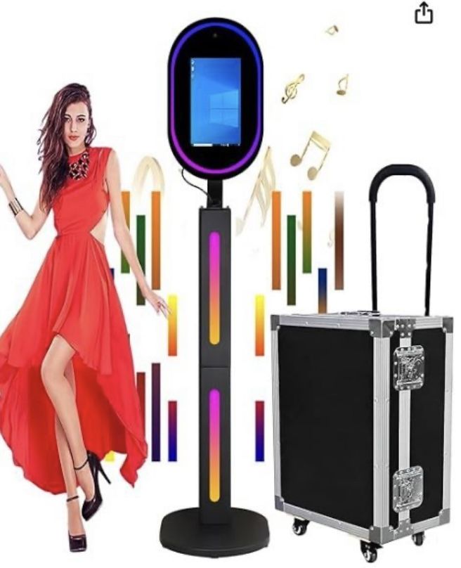 Mirror Photo Booth With Camera And APP Software Magic Selfie Station Shell Stand Photobooth Machine Touch Screen With Ring Light And Trolley Flight Ca