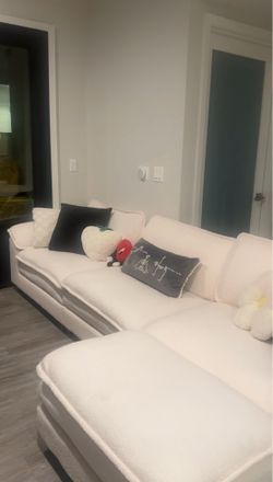white boucle couch