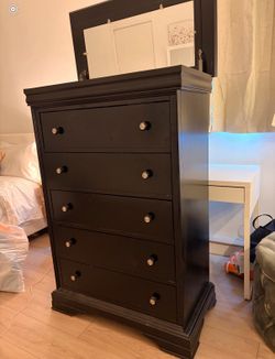 Black Dresser w/ built in Mirror