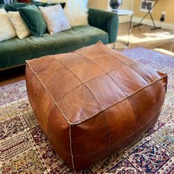 CB2 Leather Ottoman / pouf