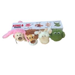 Kong Cozie Play 4-Pack Plush Squeaker Dog Toys Rabbit Lion Sheep Frog
