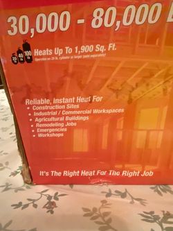 80000 BTU propane heater with propane tank