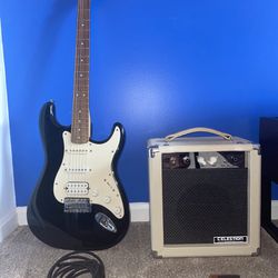 Squire Strat Electric Guitar and Tube Amp