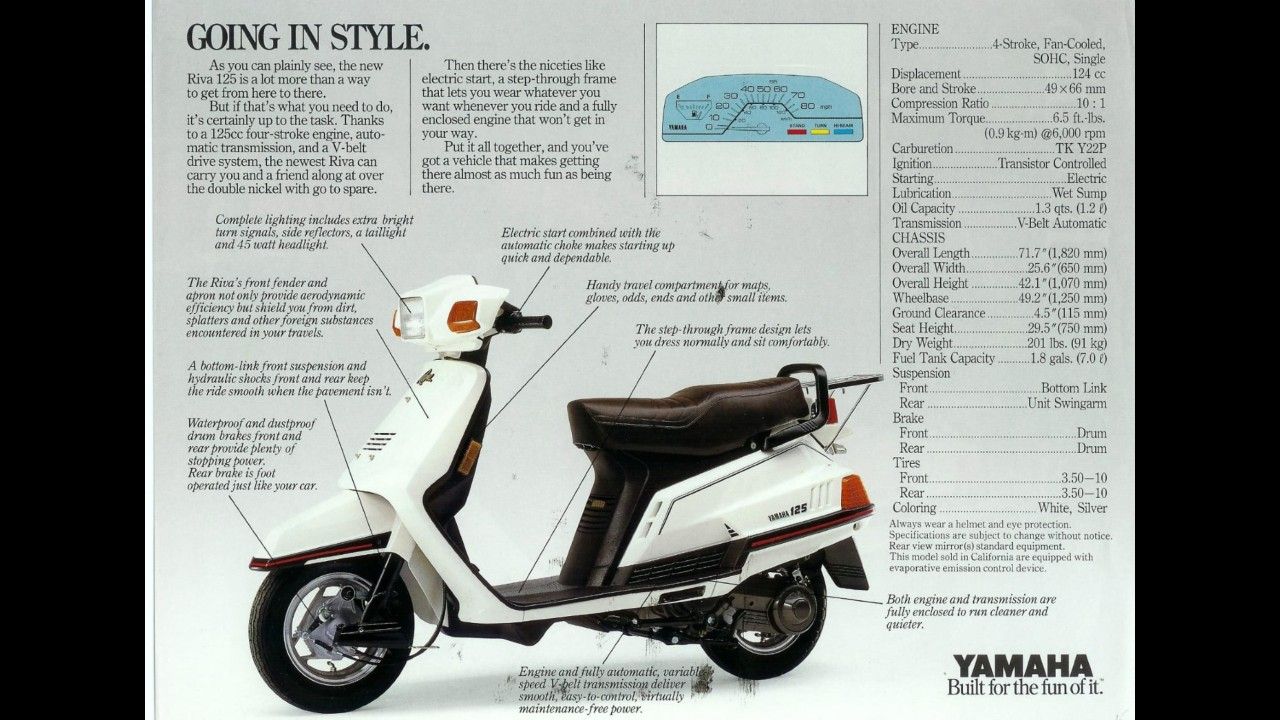 1993 Yamaha Riva 125 scooter, white, sold as its in the pictures