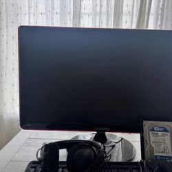 Gaming Monitor Keyboard Mouse And Hard Drive