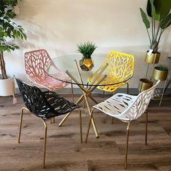 Modern Glass Dining Set Pick A Color