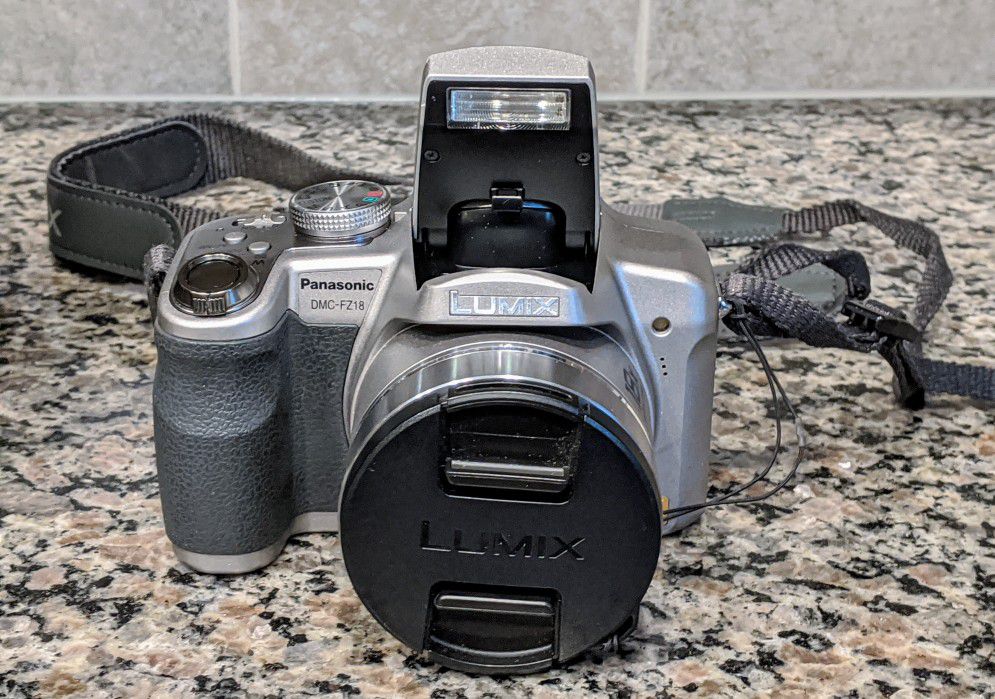 Panasonic LUMIX DMC-FZ18 8.1MP Digital Camera- Silver With Case, Chargers + more
