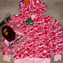 Pink Bape Hoodie Size Medium 